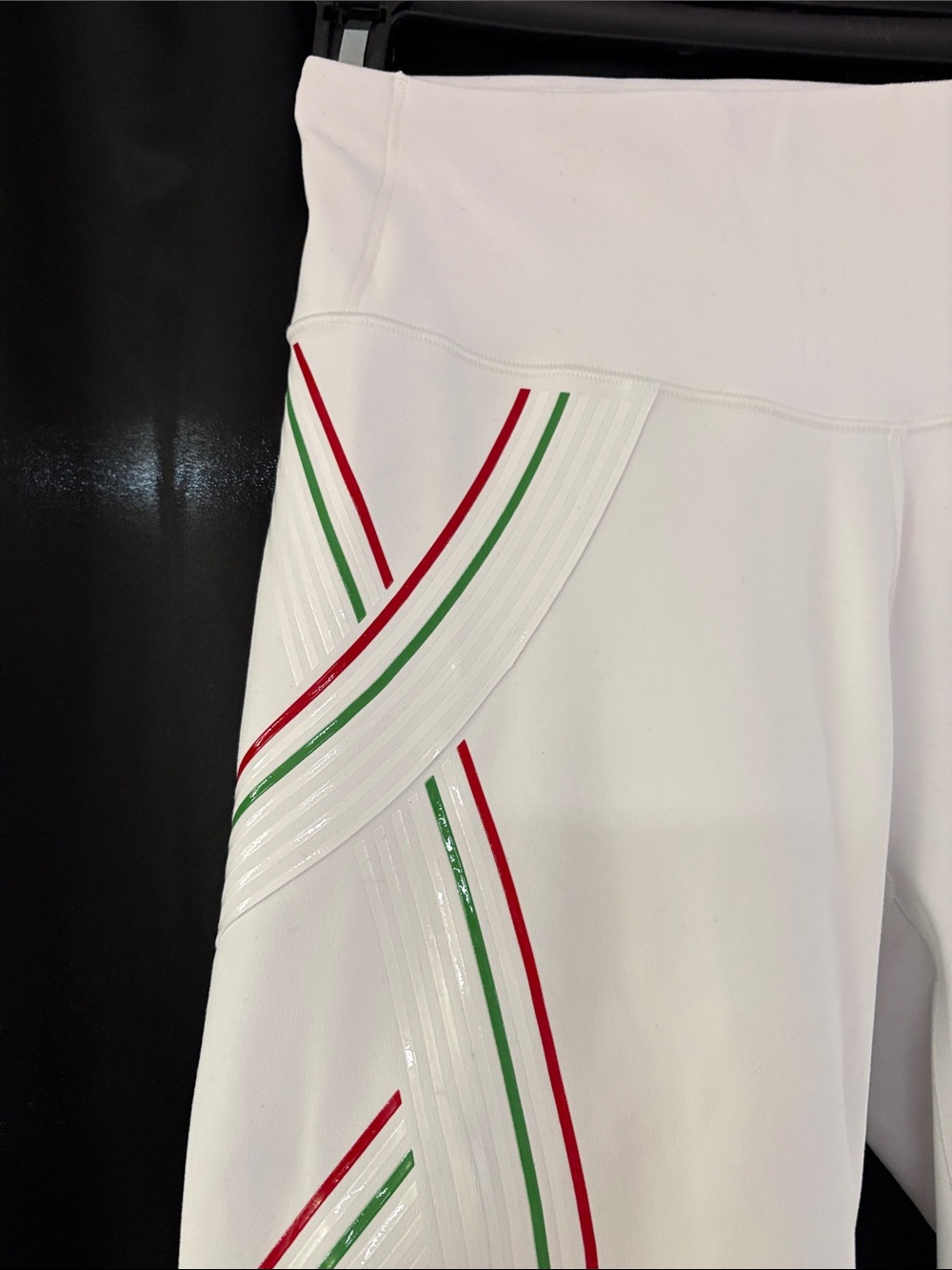 VSX White High-Waist Leggings with Red & Green Stripe Accents - Picture 2 of 6